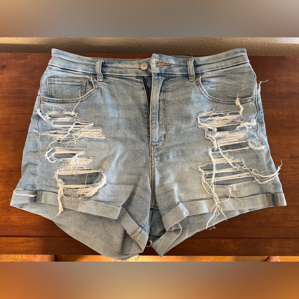 American Eagle Outfitters Embroidered Ripped Jean Shorts